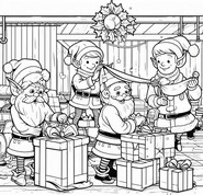 Coloriage Les lutins préparent les cadeaux