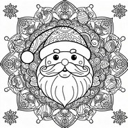 Coloring page Mandala Head of Santa Claus