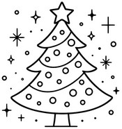 Kleurplaat om te printen - Eenvoudig en modern - kerstboom