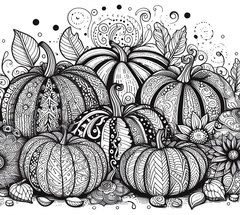 Kleurplaat Pompoen - Zentangle Halloween