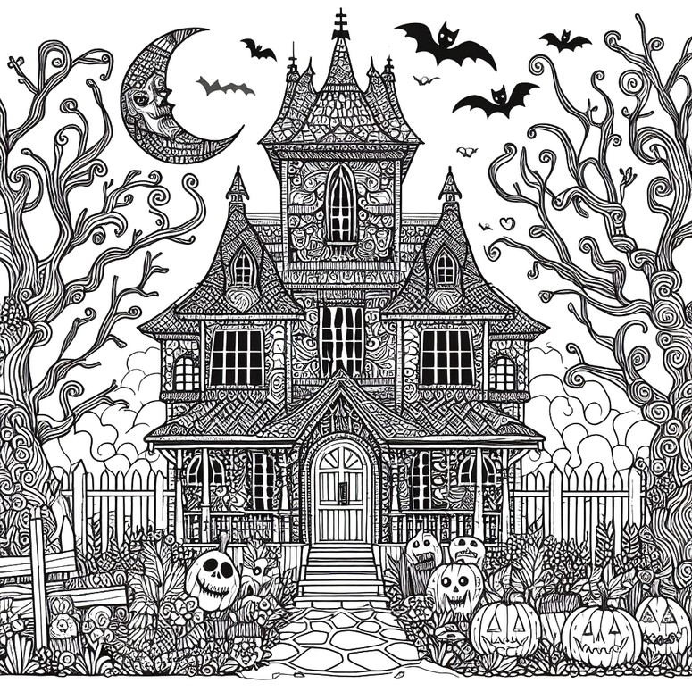 Coloring page Haunted house