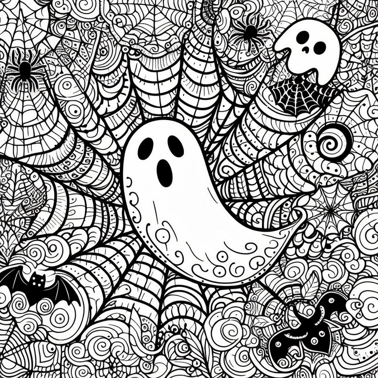 Dibujo para colorear Fantasma - Zentangle Halloween