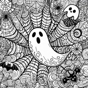 Tulostakaa V rityskuvia Zentangle Halloween Kuu 10