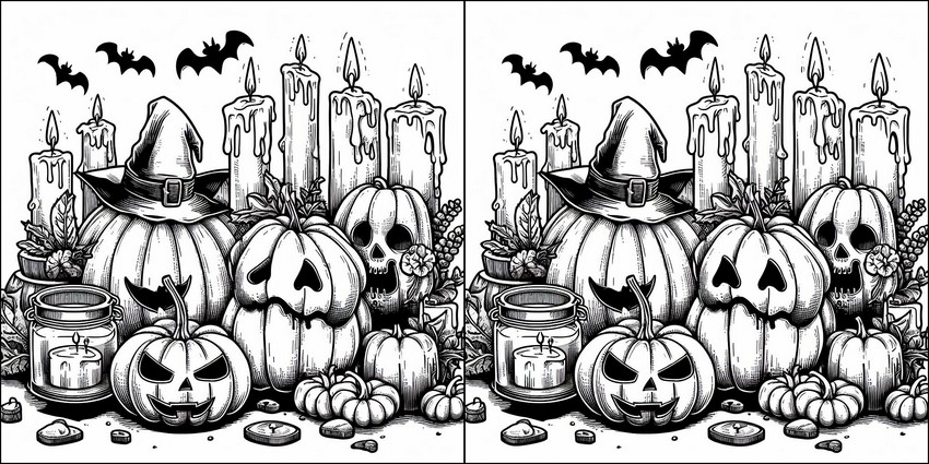 Coloring page Pumpkins and candles