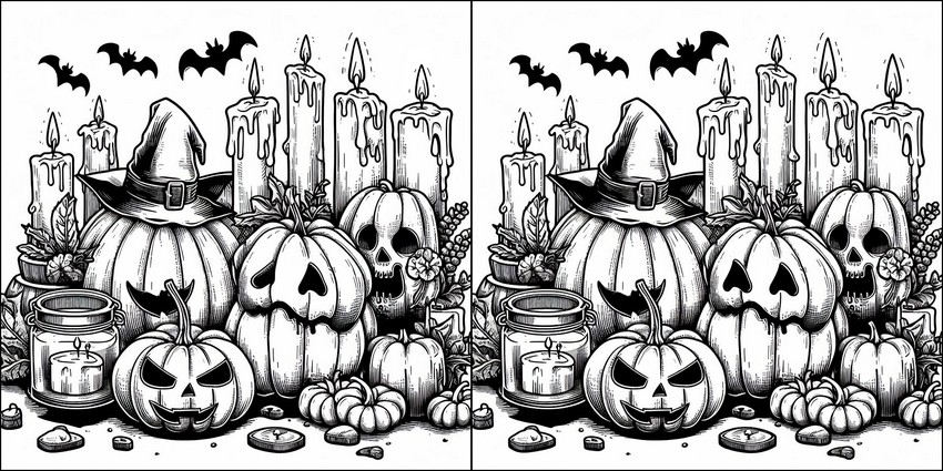 Dibujo para colorear Calabazas y velas