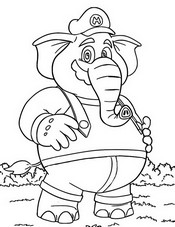 Coloring page Mario Elephant