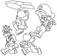 Kleurplaat Mario & Luigi & Yoshi