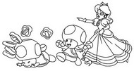 Kleurplaat Peach & Toad & Toadette