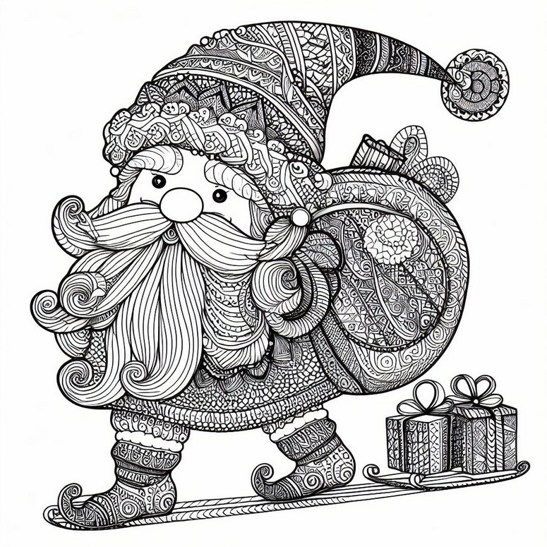 Coloriage Lutin du Père Noël