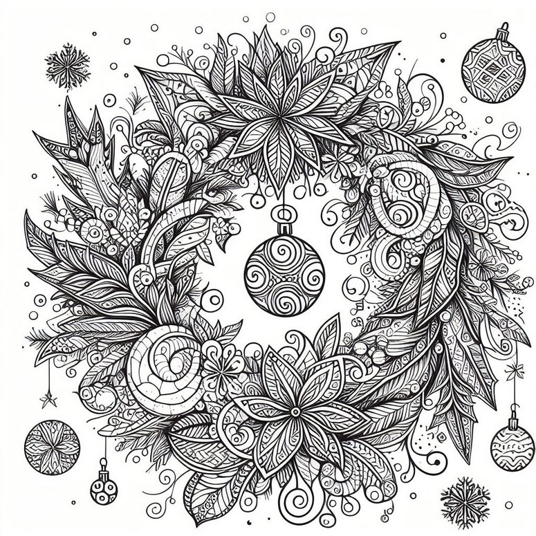 Coloring page Christmas wreath