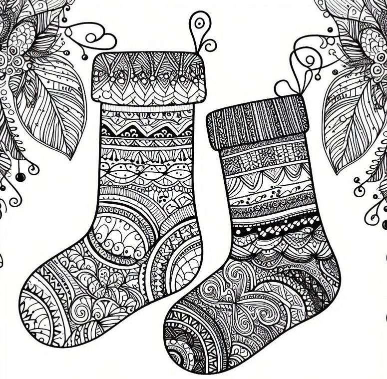 Coloring page Christmas socks