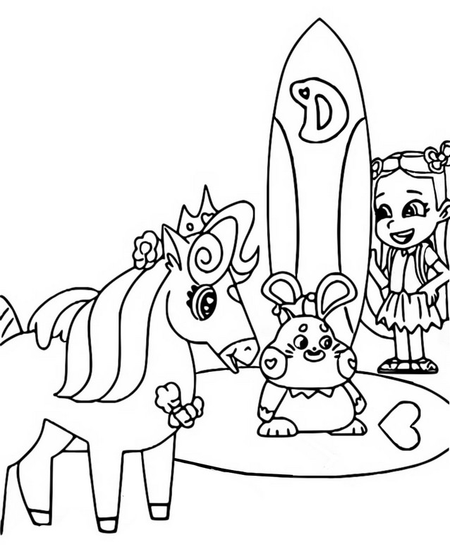 Coloring page Kids Diana Show - Surf