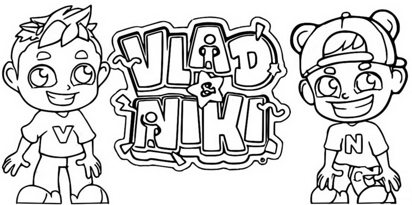 Kolorowanka Vlad & Niki logo - YouTubers 2023