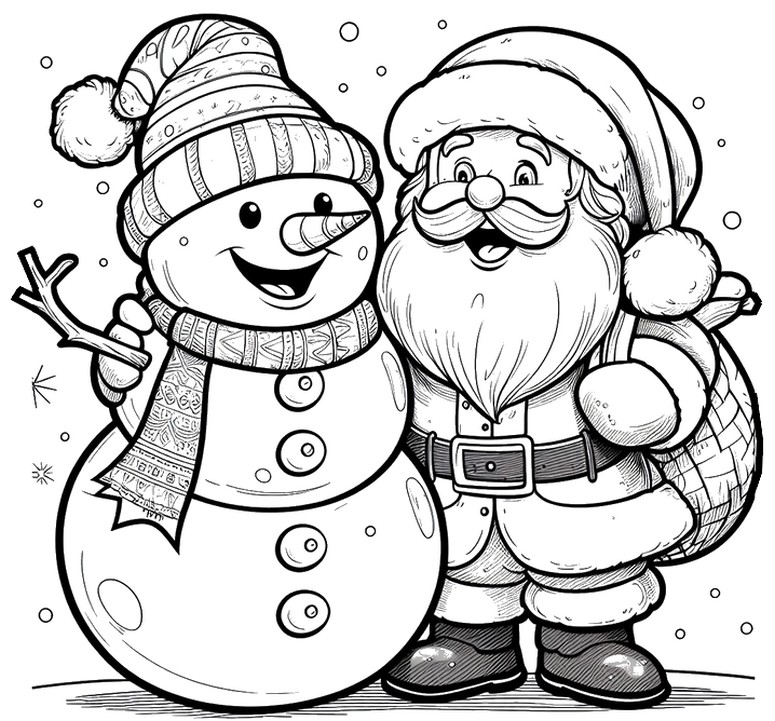 Disegno da colorare Con Babbo Natale