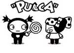 Coloriage gratuit - Garou donne un sucette à Pucca - Pucca