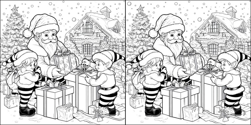 Coloriage Lutins du Père Noël