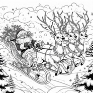 Coloring page Santa's sledding