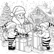 Disegno da colorare Elfi di Babbo Natale
