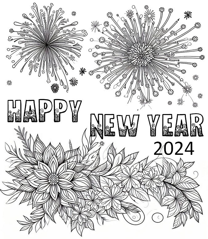 Disegno da colorare Happy New Year 2024