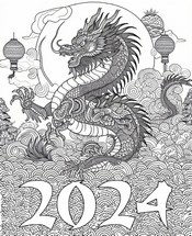 Desenho para colorir ano Novo Chinês