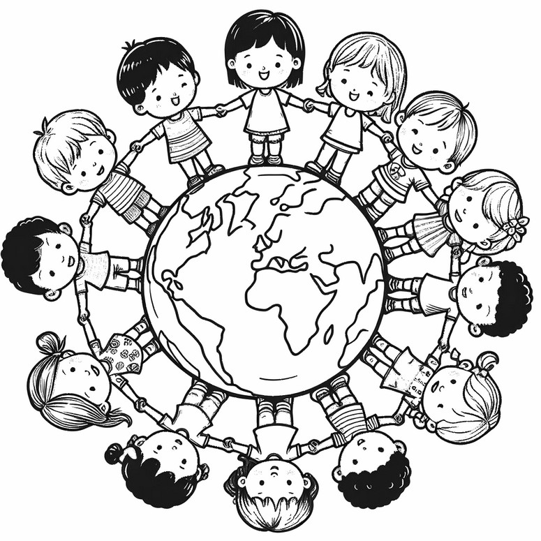Kleurplaat World Childhood Day - Internationale dagen van de Verenigde Naties