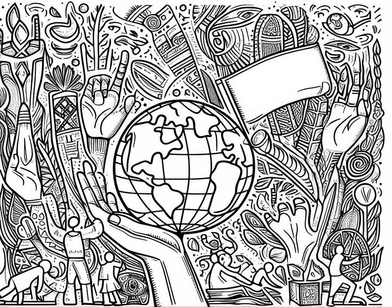 Dibujo para colorear Día de los Derechos Humanos - Días internacionales de las Naciones Unidas