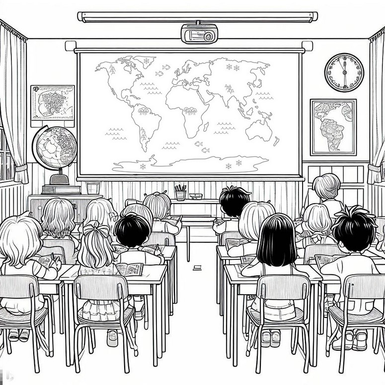 Coloring page International Education Day - United Nations International Days