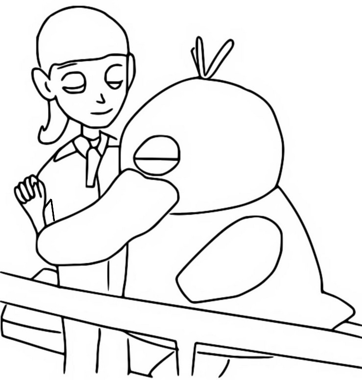 Coloring page Haru & Psyduck