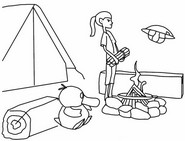 Coloring page Around the campfire