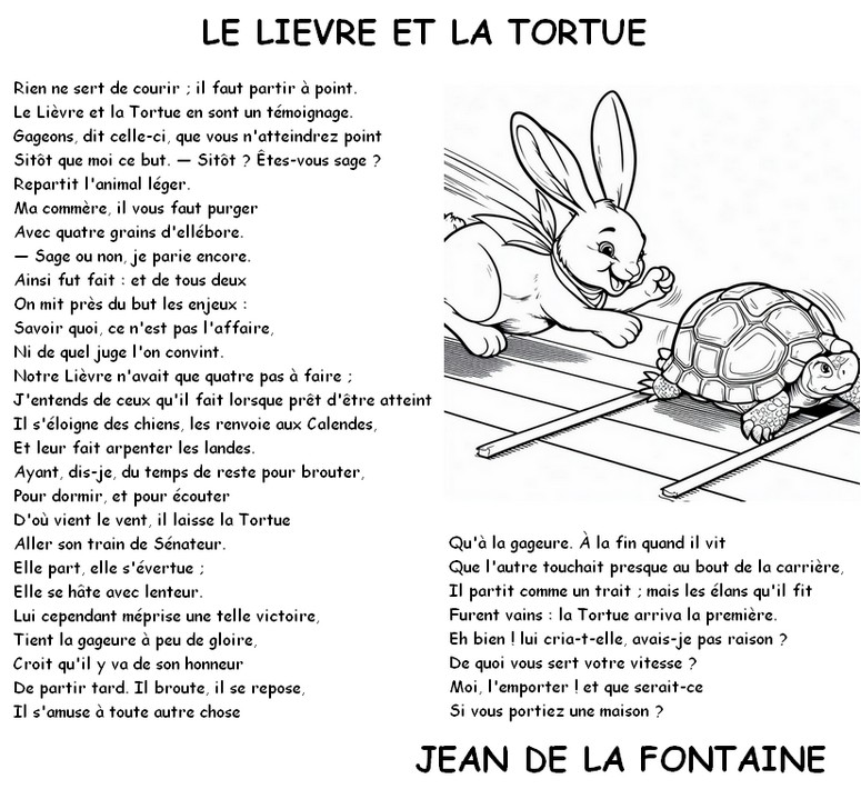 Coloriage Le lièvre et la tortue