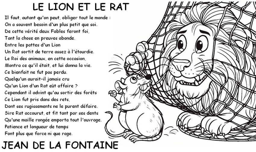 Coloriage Le lion et le rat