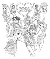 Free coloring page - Happy New Year 2026! - Unicorn academy