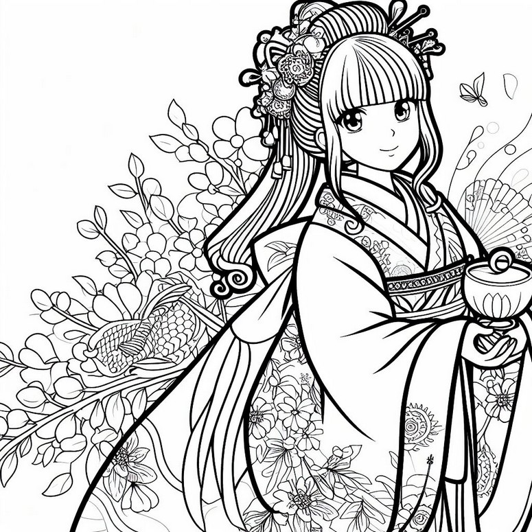 Paginas Para Colorir Japonesas Quimono Paginas Para Colorir Japonesas Quimono