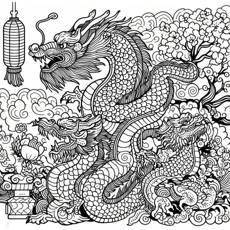 Coloring page The year of the dragon
