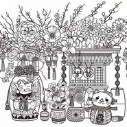 Imagen para colorear - Decoración - Año nuevo japonés
