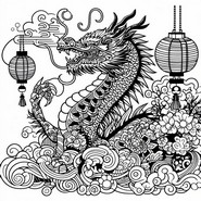 Coloring page 2024, year of the dragon
