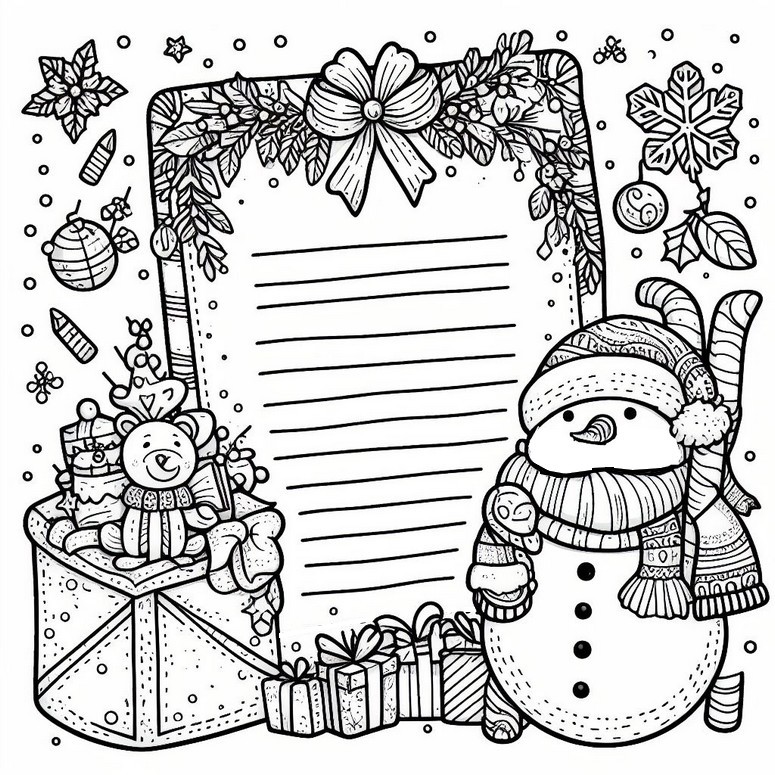 Desenho para colorir Carta ao Papai Noel