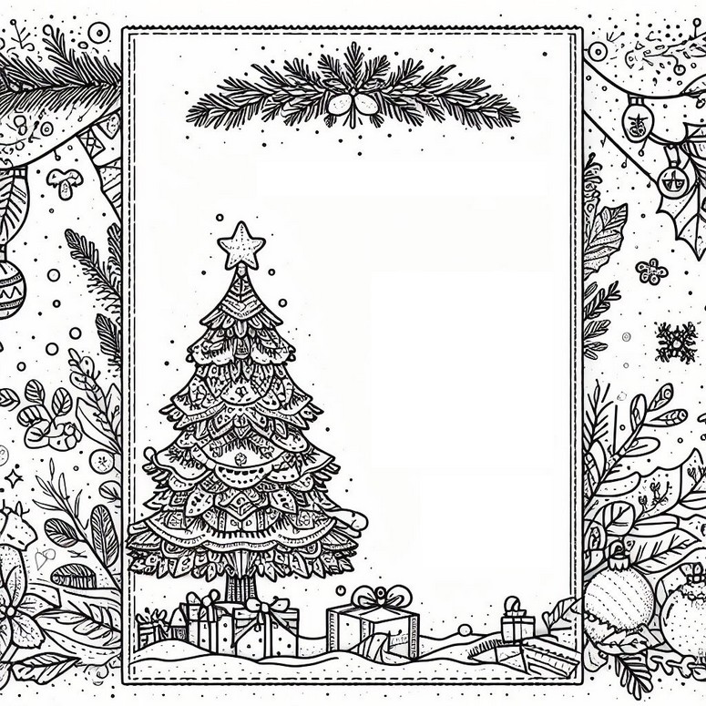 Disegno da colorare albero di Natale