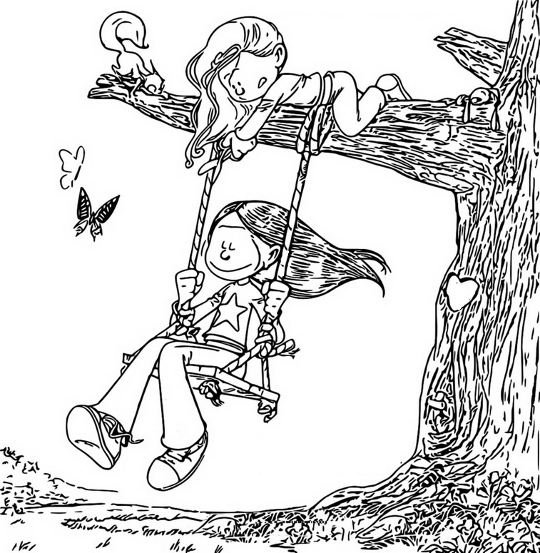 Coloring page The swing