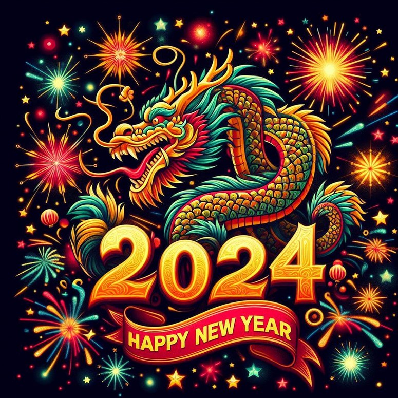 Coloring page 2024 year of the dragon
