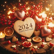Målarbild att skriva ut - Kärlek - Gott nytt år 2024 - gratulationskort