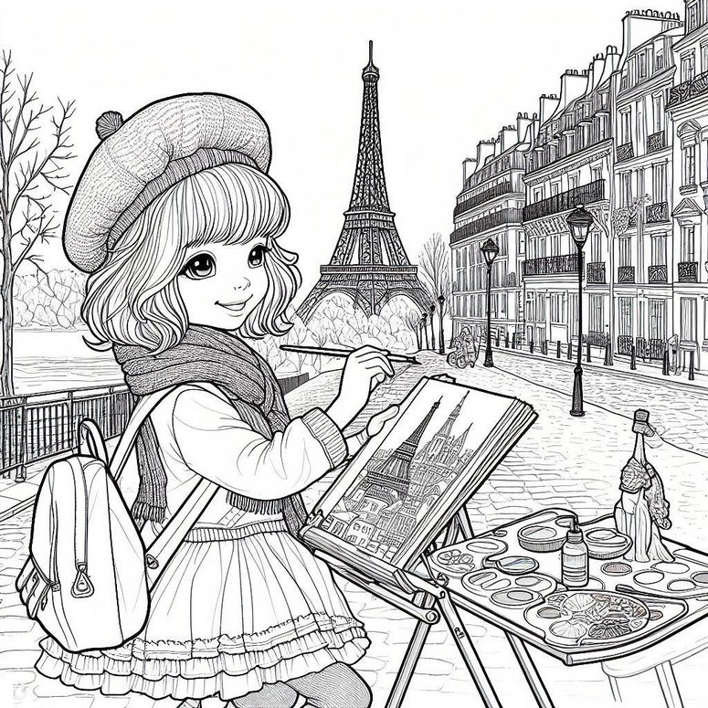 Coloring page Young painter