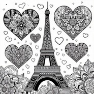 Dibujo para colorear Amo la Torre Eiffel