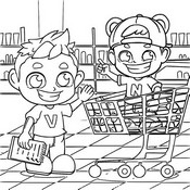 Gratis kleurplaat - Supermarktspel - Vlad en Niki
