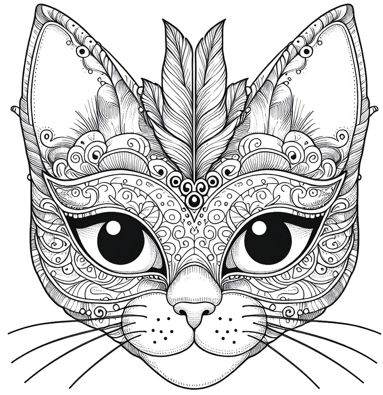 Coloring page Cat mask