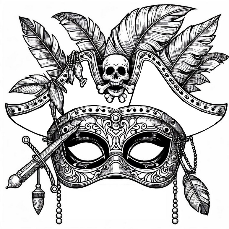 Målarbok Piratmask