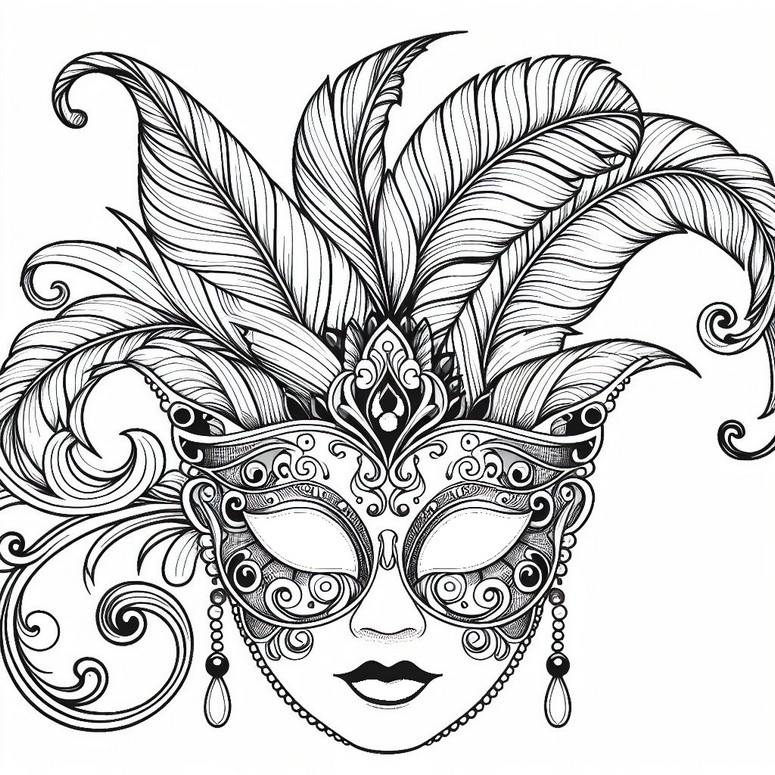 Coloriage Masque vénitien - Masques pour carnaval
