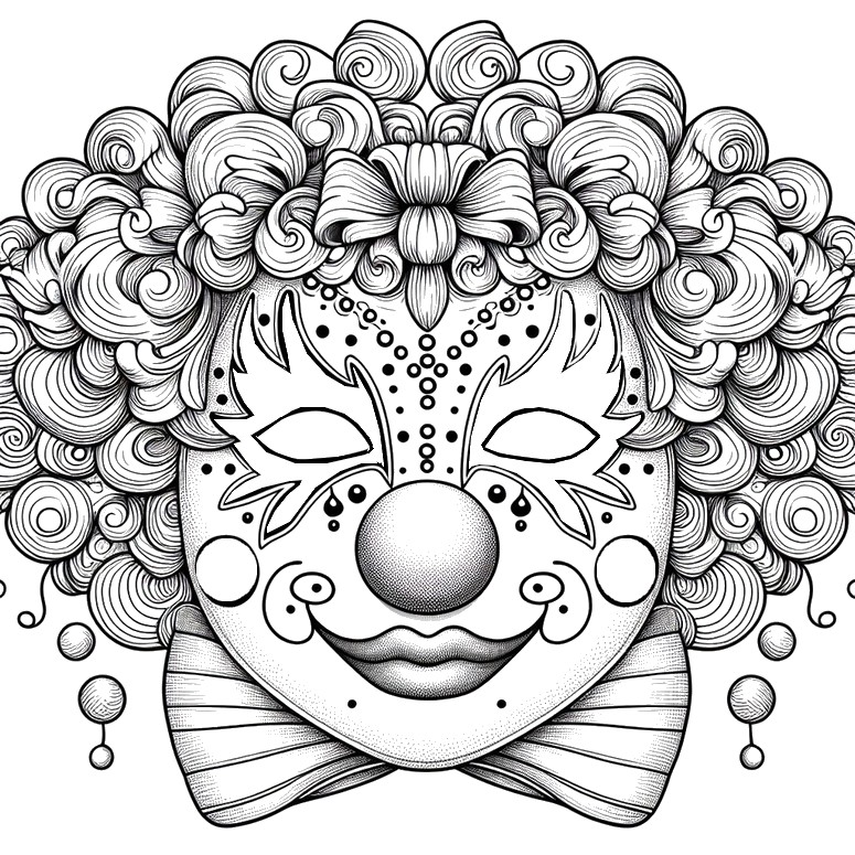 Coloriage Masque de clown - Masques pour carnaval