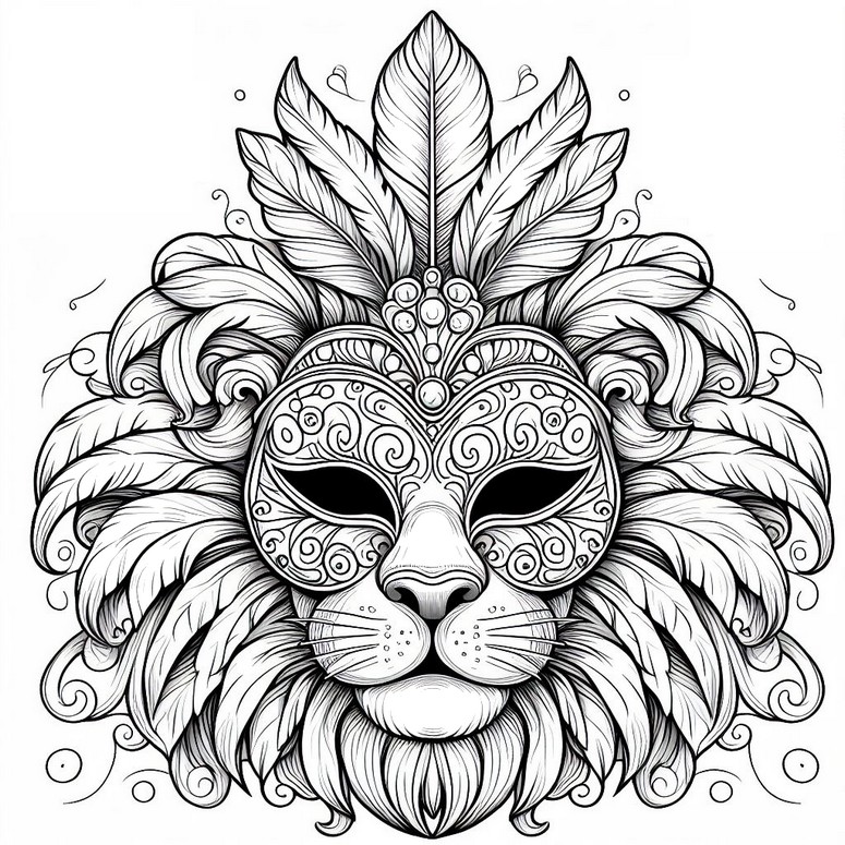 Desenho para colorir Máscara de leão