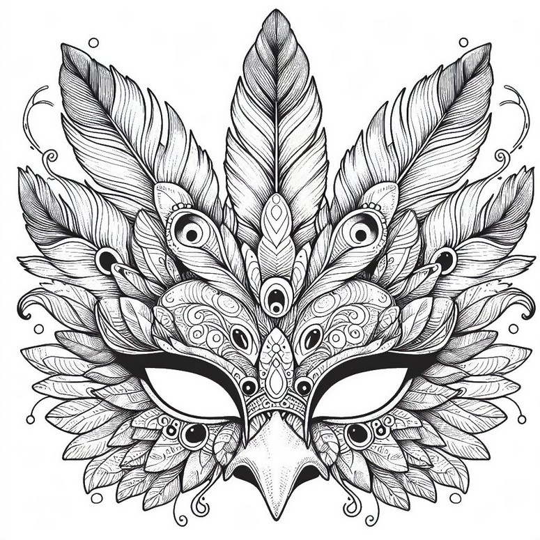 Coloring page Bird mask